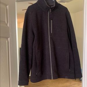 Dark Grey Zip Up Sweater with High Collar